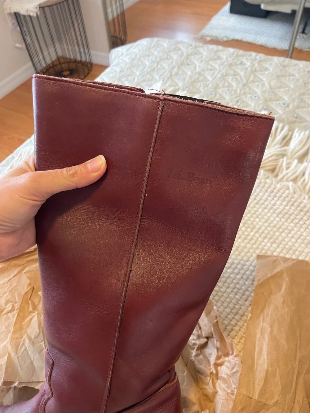 L.L. Bean Burgundy Leather Knee Boots